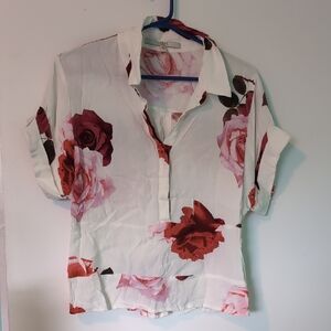 Guess Los Angeles White Floral Top